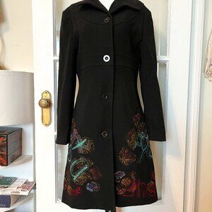 Vintage 100% Wool Coat – Made in Italy, Embroidered, Statement, Rare Find